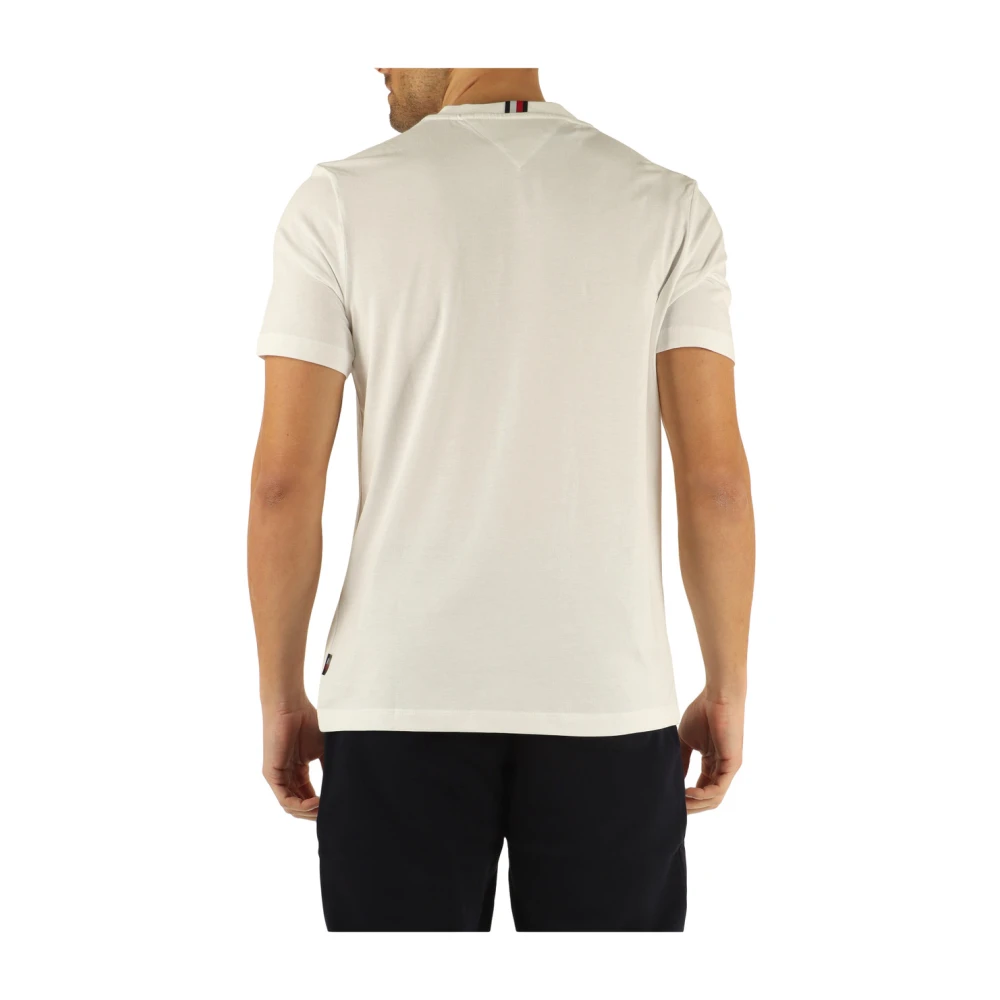 Tommy Hilfiger Regular Fit Katoenen T-Shirt met Voorlogo Print White Heren