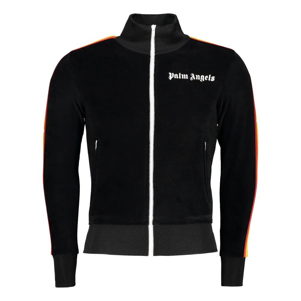 Palm Angels Chenille Full-Zip Sweatshirt met Strepen Black Heren