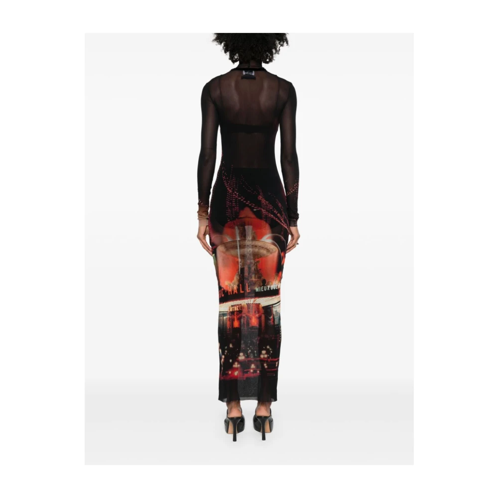 Jean Paul Gaultier Stadsprint Lange Mouw Jurk Multicolor Dames
