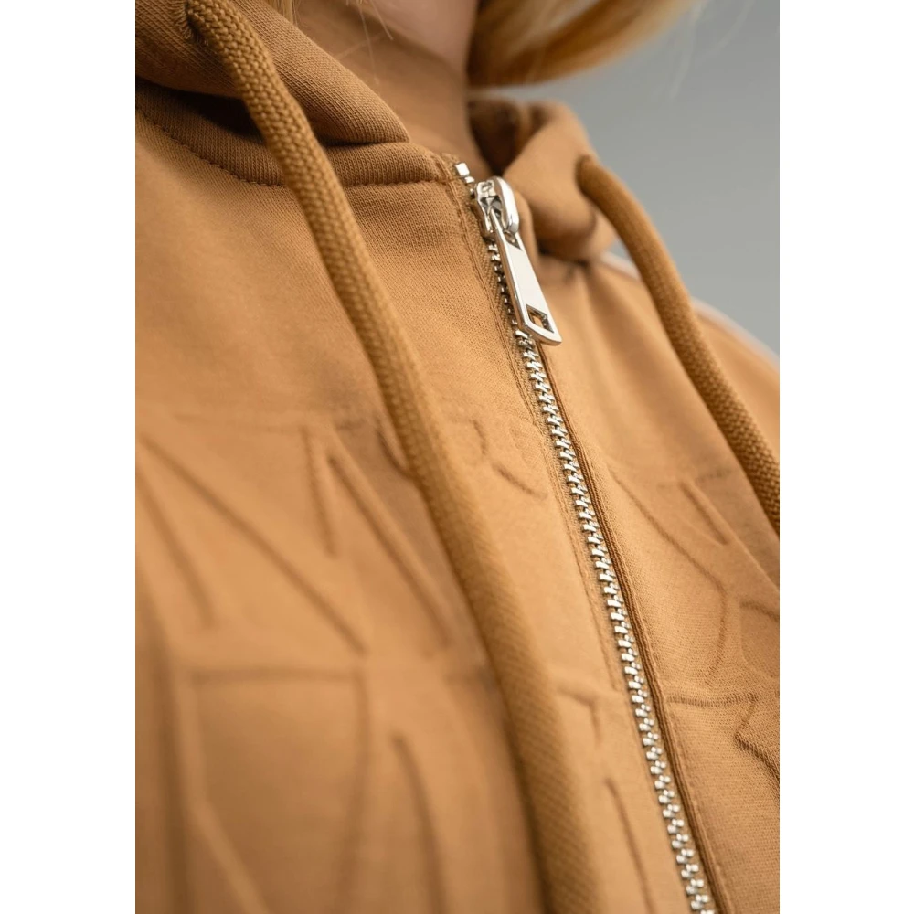 Max Mara Bruine Sportieve Stijl Jas met Logo Relief Brown Dames