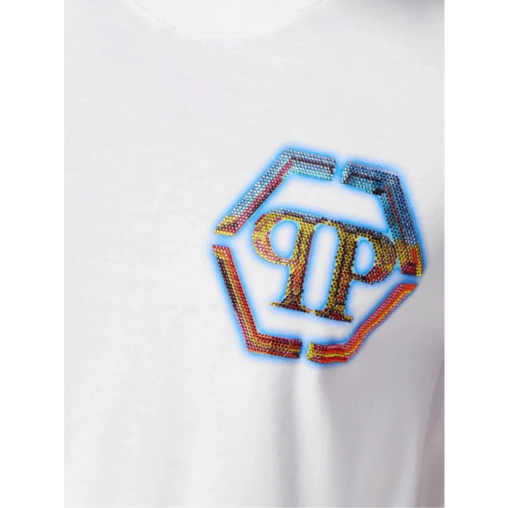 Philipp Plein Logo Wit T-shirt en Polo White Heren