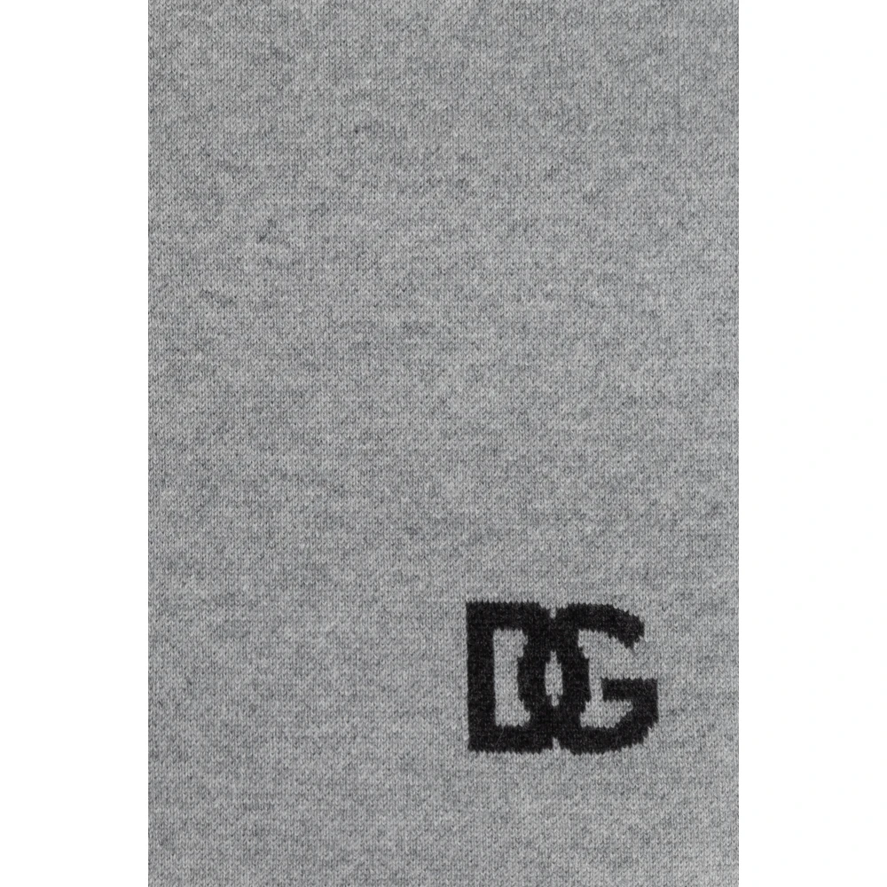 Dolce & Gabbana Sjaal met geborduurd logo Gray Heren