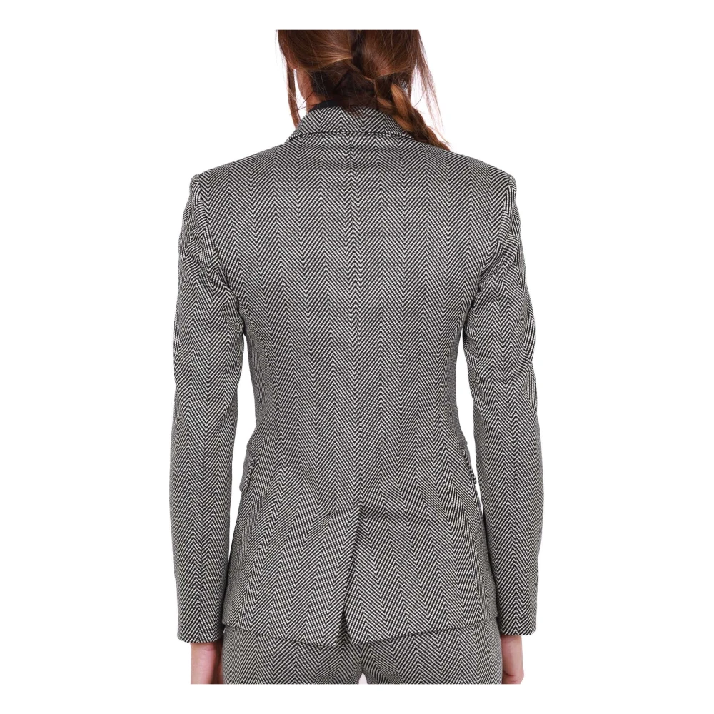 Liu Jo Zwart Chevron Patroon Blazer Jas Black Dames