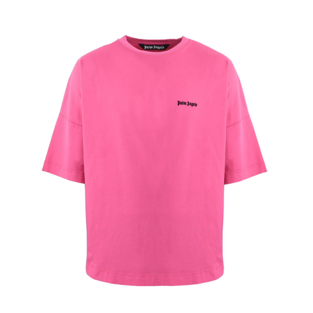 Palm Angels Heren Embroidered Logo T-Shirt Roze Pink Heren