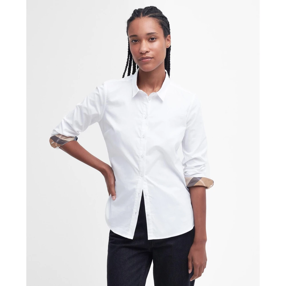 Barbour Elegante Oxford Katoenen Overhemd met Vrouwelijke Details White Dames