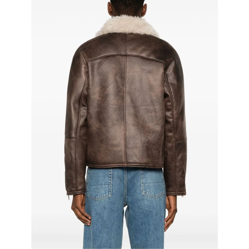 Séfr Bruine Asante jas met shearling afwerking Brown Heren