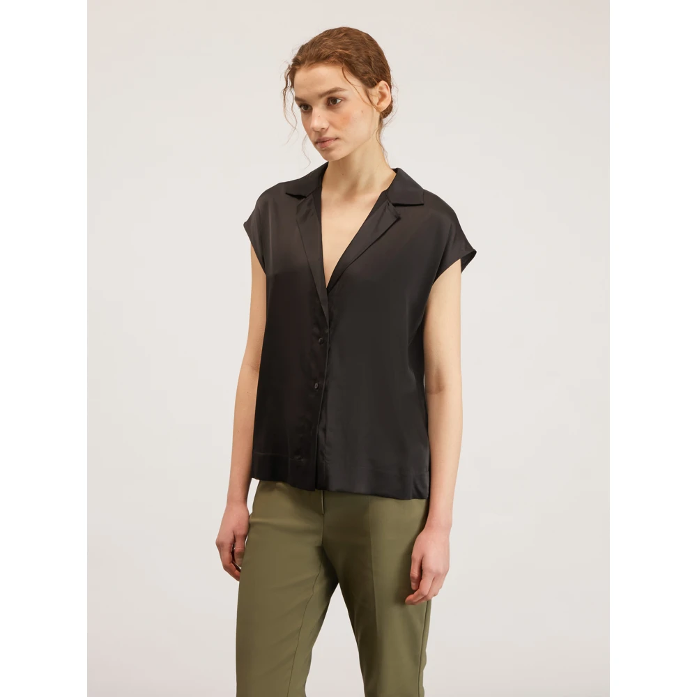 Motivi Satin Kimono Blouse met Vleermuismouwen Black Dames