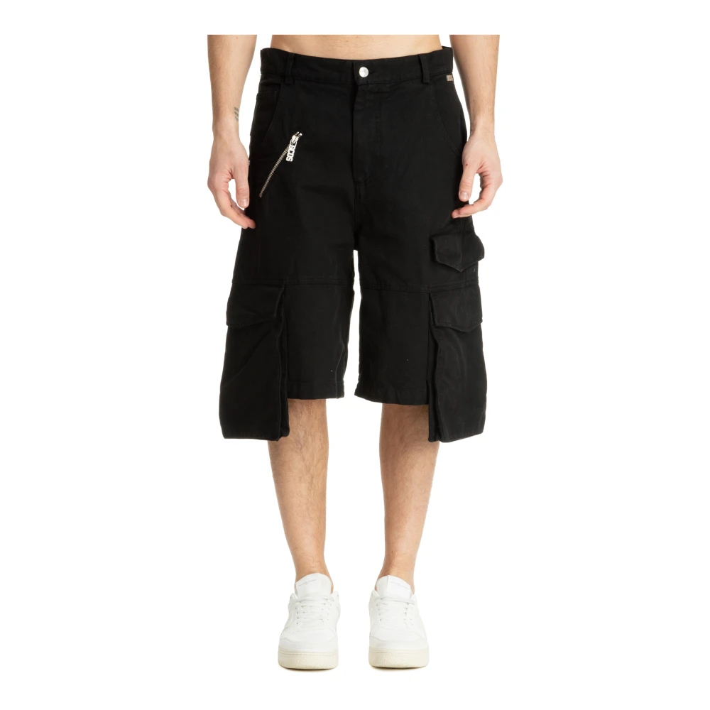 Gcds Denim Långa Shorts Black, Herr