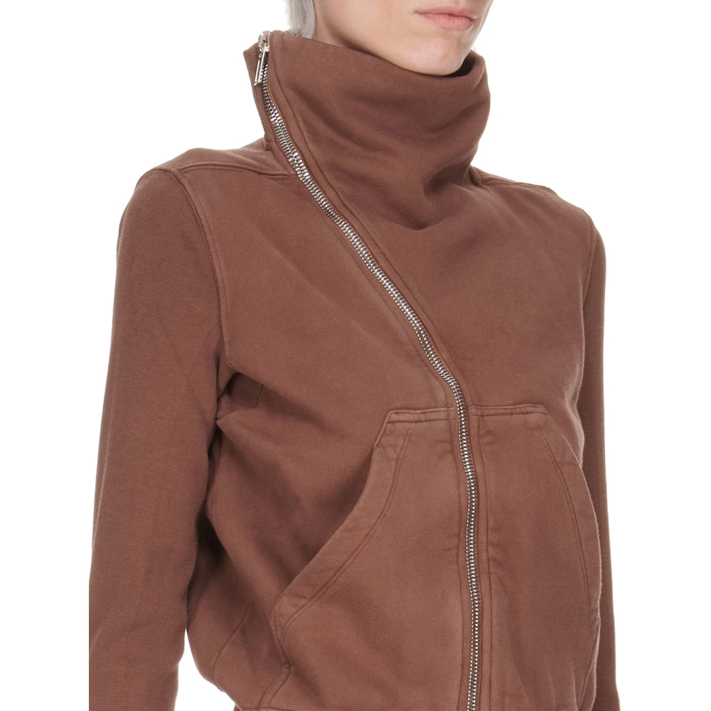 Rick Owens Funnel Neck Sweater met Rits Brown Dames