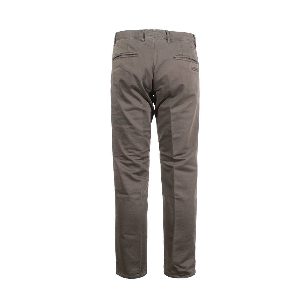 Incotex Donkerbruine Broek Rits Sluiting Katoen Brown Heren