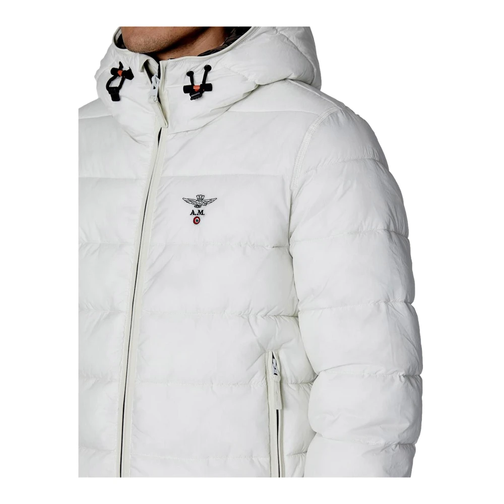 aeronautica militare Gewatteerde capuchonjas wit ripstop White Heren