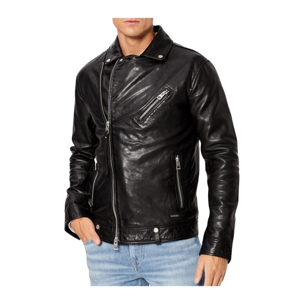 Guess Leren jas in Jet Black Heren