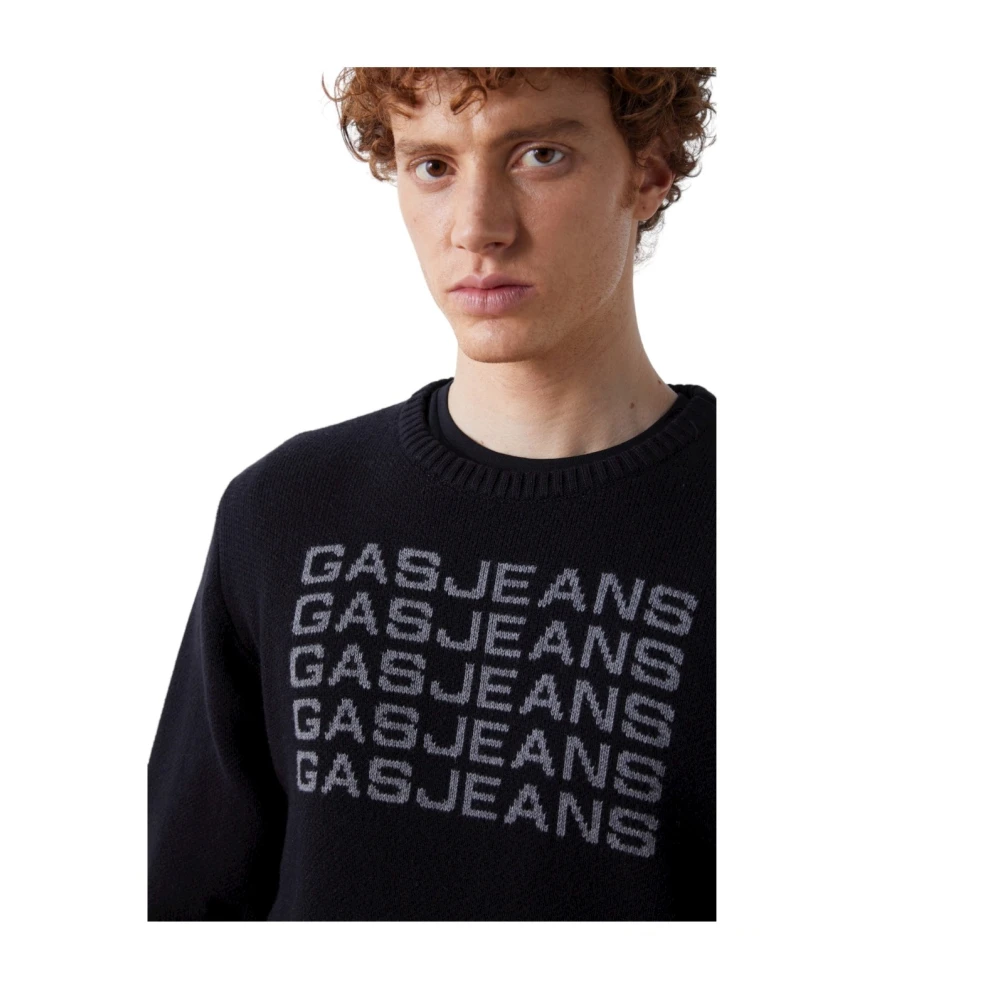 GAS Trui met Ronde Hals Black Heren