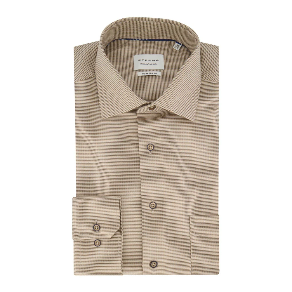 Eterna Beige Business Overhemd met Print Beige Heren