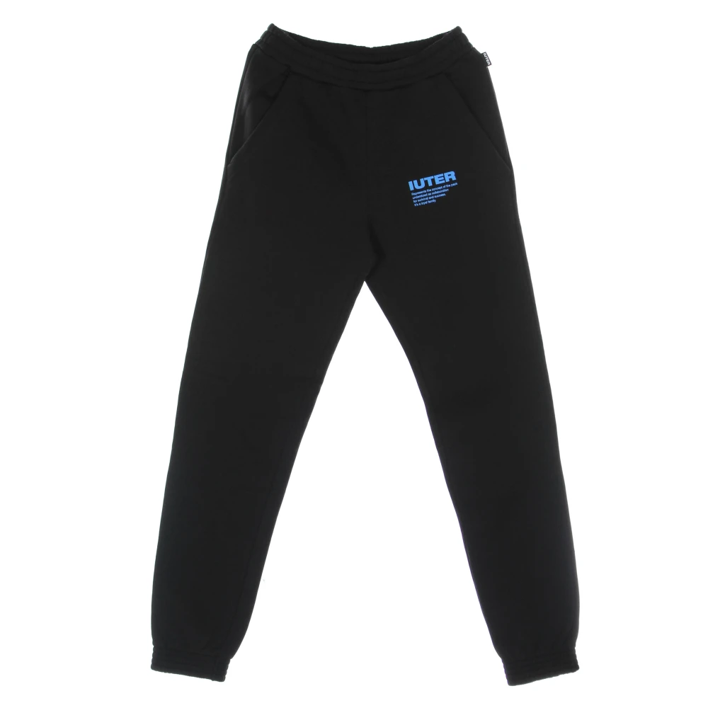 Iuter Uomo Nero Pantaloni Tuta Neri Elastico Tasche