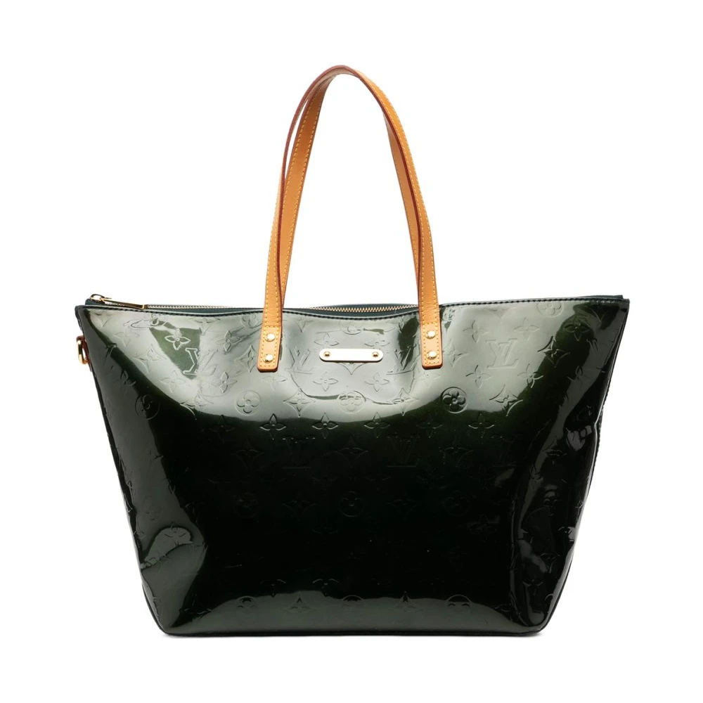 Louis Vuitton Vintage Women's Green Pre-Owned Embossed Leather Tote Bag