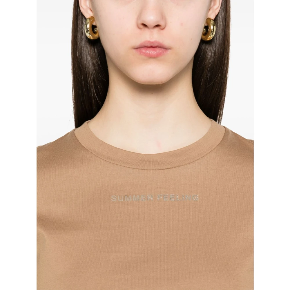 Max Mara Beige T-shirts en Polos met Tekstprint Beige Dames