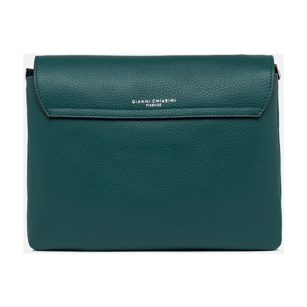 Gianni Chiarini Groene leren schoudertas met twee zakken Green Dames