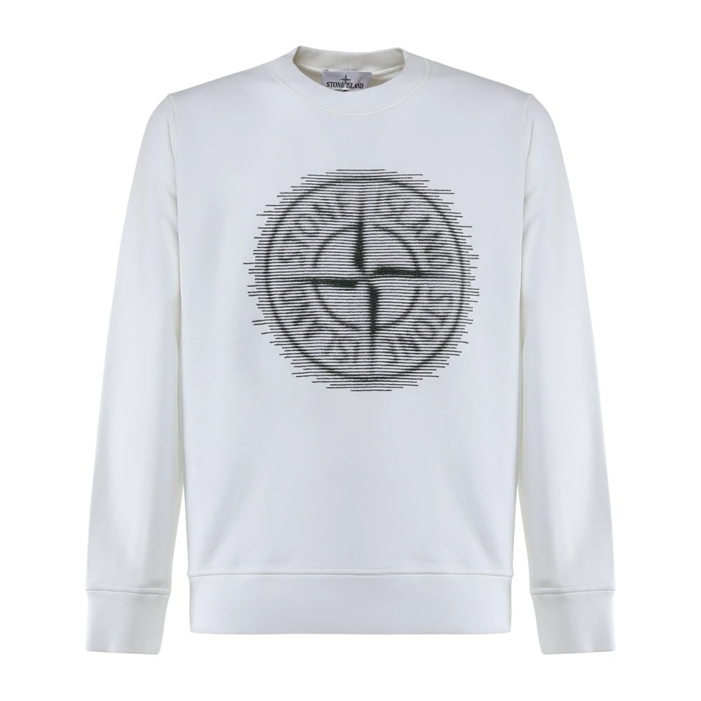 Stone Island Witte Katoenen Sweatshirt met Frontprint White Heren