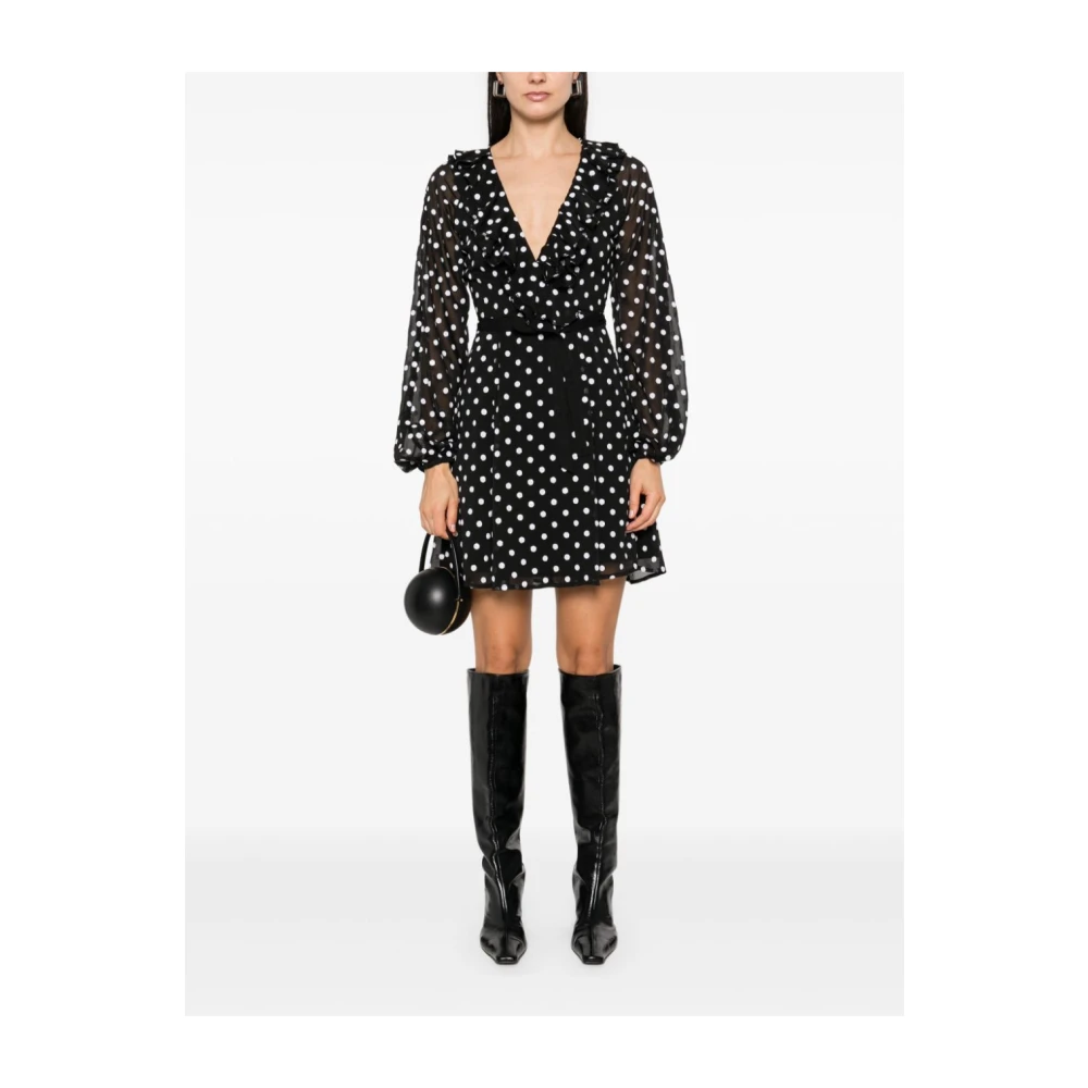 Rotate Birger Christensen Zwarte Chiffon Jurk met Ruches Black Dames