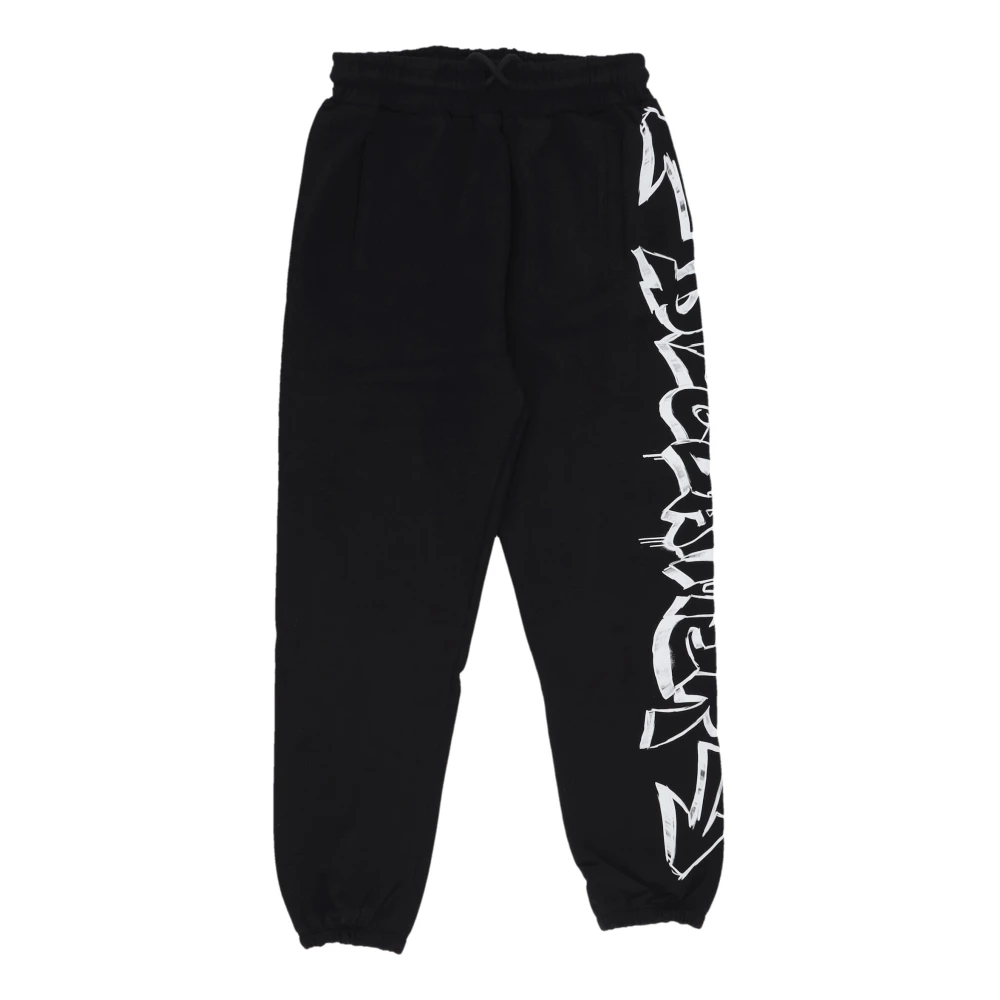 Disclaimer Logo Print Zwart Wit Katoenen Broek Black Heren