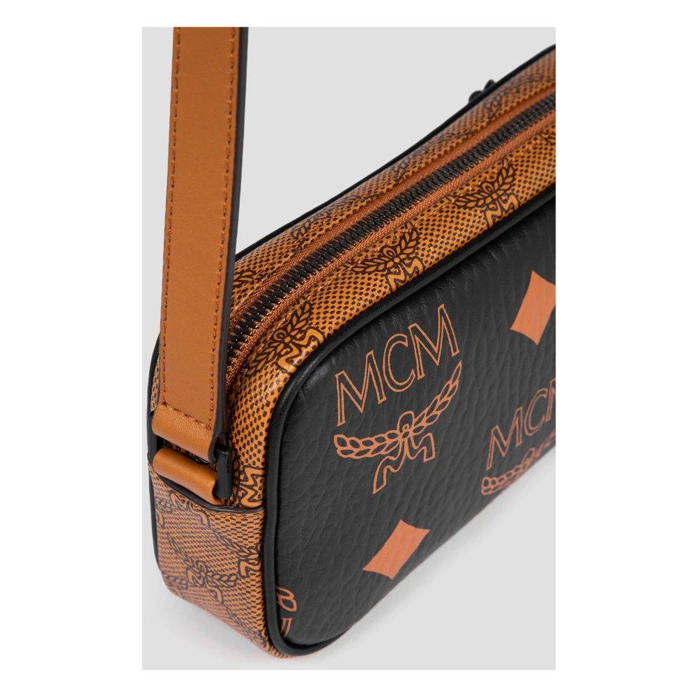 MCM Aren Schoudertas met Pouch in Monogram Mix Black Dames