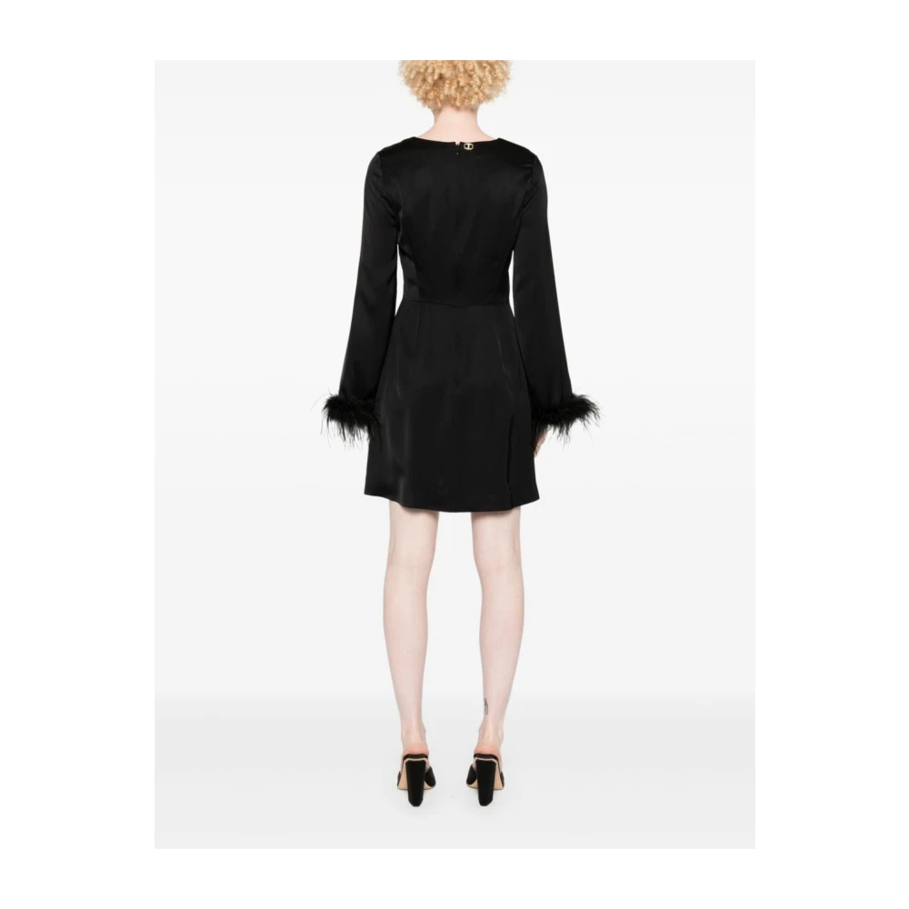 Twinset Zwarte Jurk met Verenafwerking Black Dames