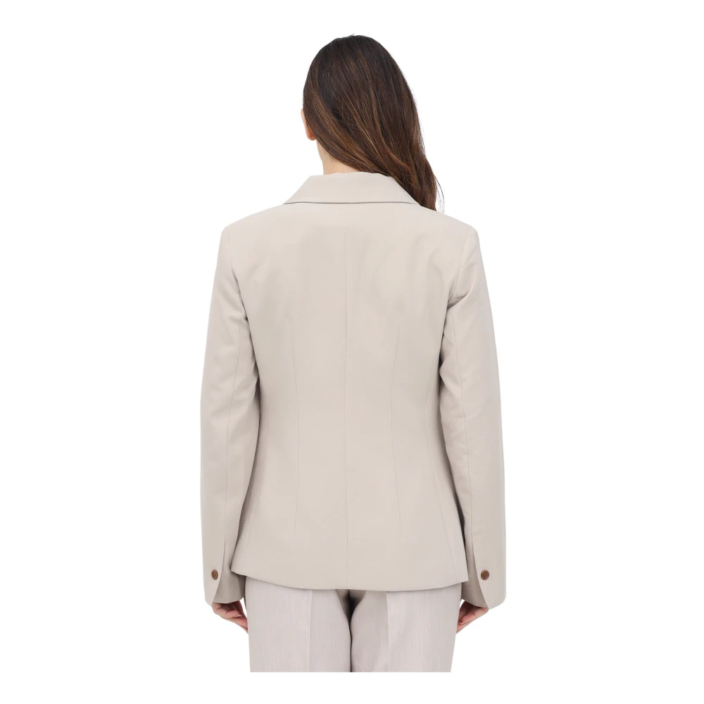 Only Beige Single-Breasted Jas Beige Dames