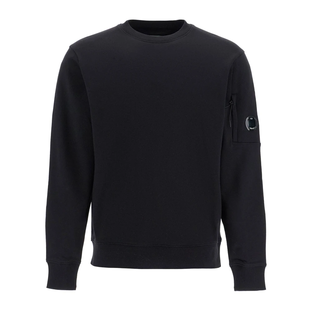 C.P. Company Zwarte Diagonaal Verhoogde Fleece Sweatshirt Black Heren