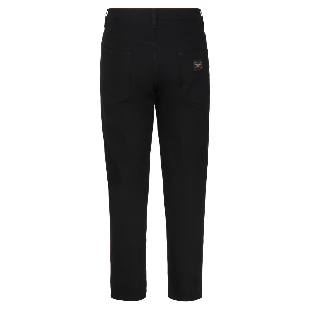 Dolce & Gabbana Zwarte Elastische Katoenen Broek Italië Black Heren