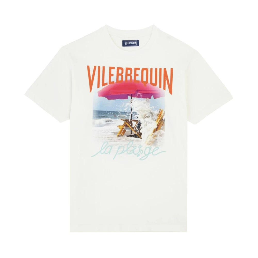 Vilebrequin Strandvåg Bomull T-shirt för Män White, Herr