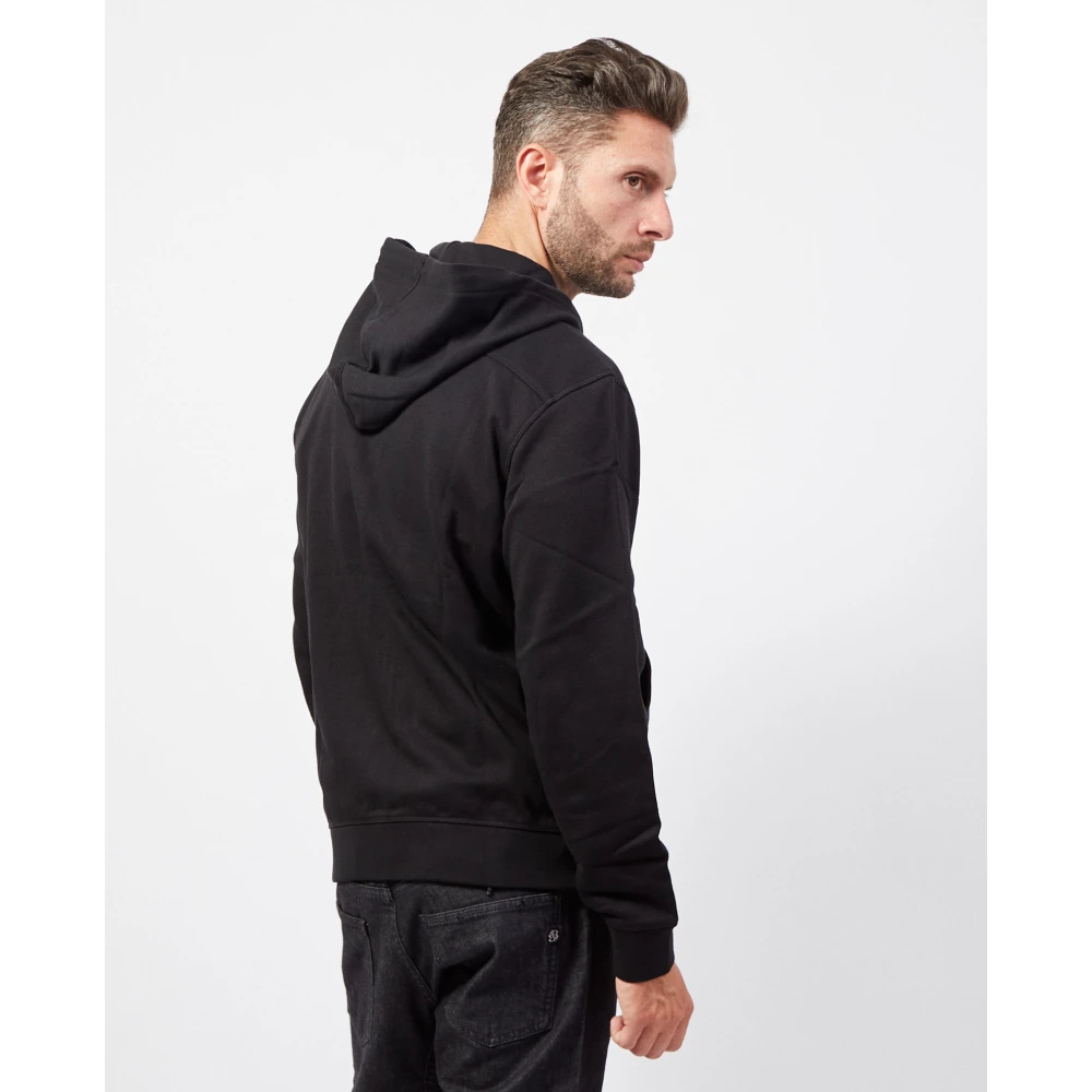 Boss Zwarte katoenen hoodie met volledige ritssluiting Black Heren