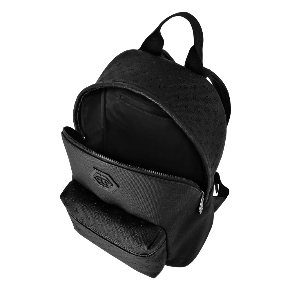 Philipp Plein Iconische Zwarte Nylon Canvas Rugzak Black Heren