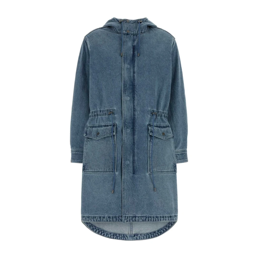 Michael Kors Women's Blue Parkas, Xs/S, Hooded Denim Parka