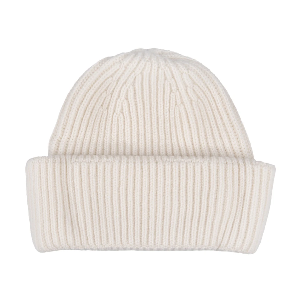 Fedeli Witte Geribbelde Kasjmier Beanie Hoed White Dames