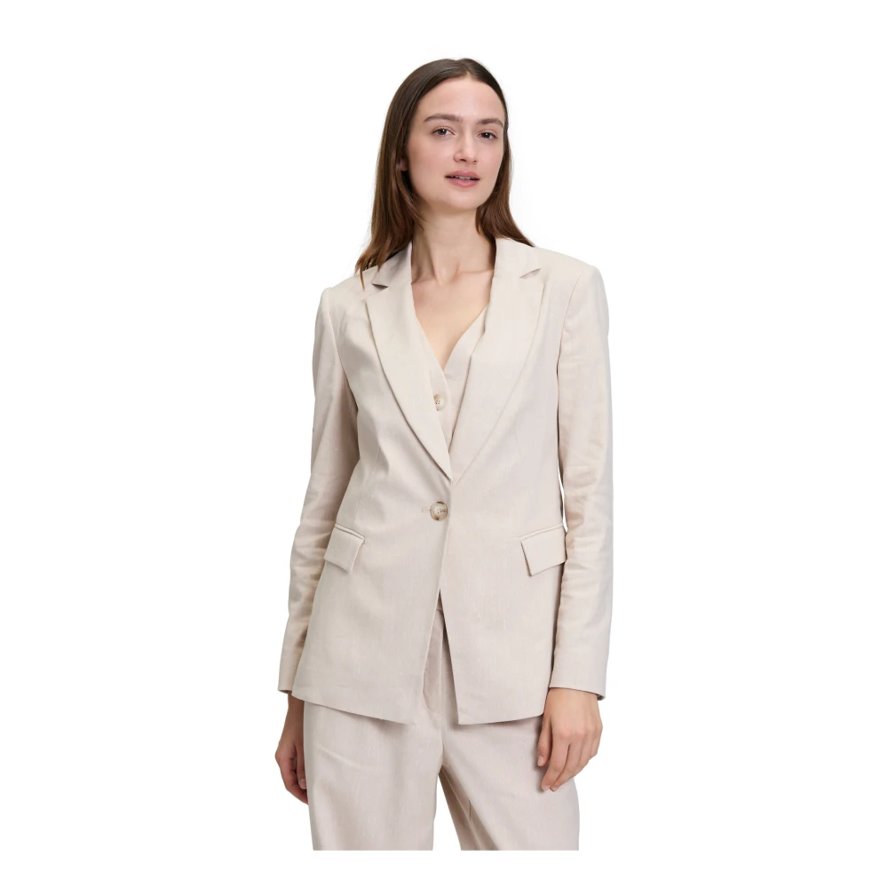 Betty & Co Zakelijke blazer met zakken Beige Dames