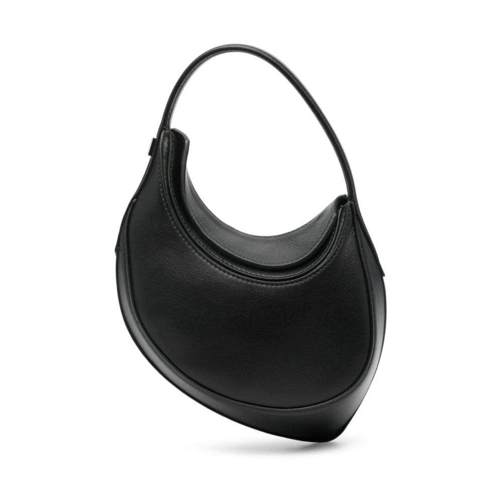 Mugler Zwarte Leren Curve-Edge Top Handtas Black Dames