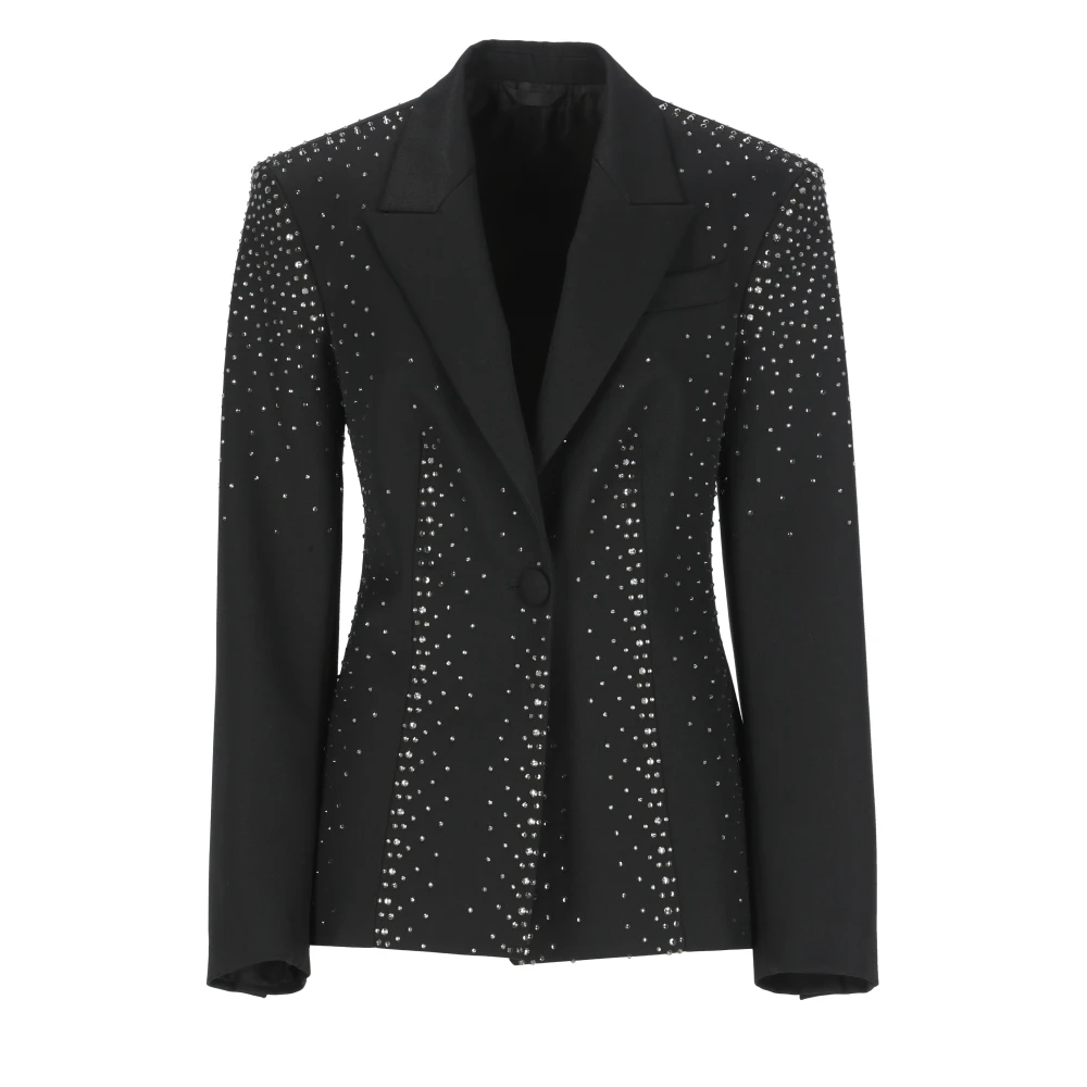 The Attico Zwarte wollen blazer met pieklapel Black Dames