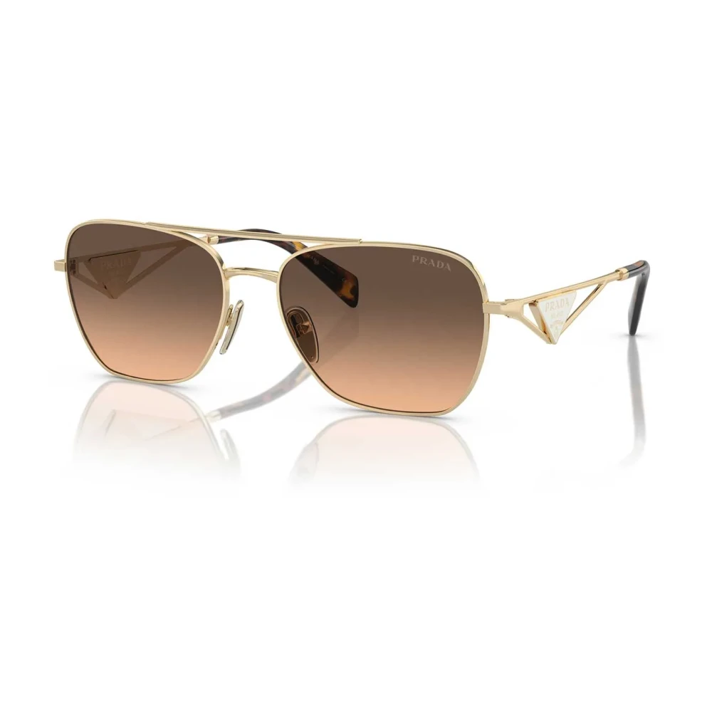 Prada Women's Yellow Geometric Sunglasses With Triangular Logo Plate