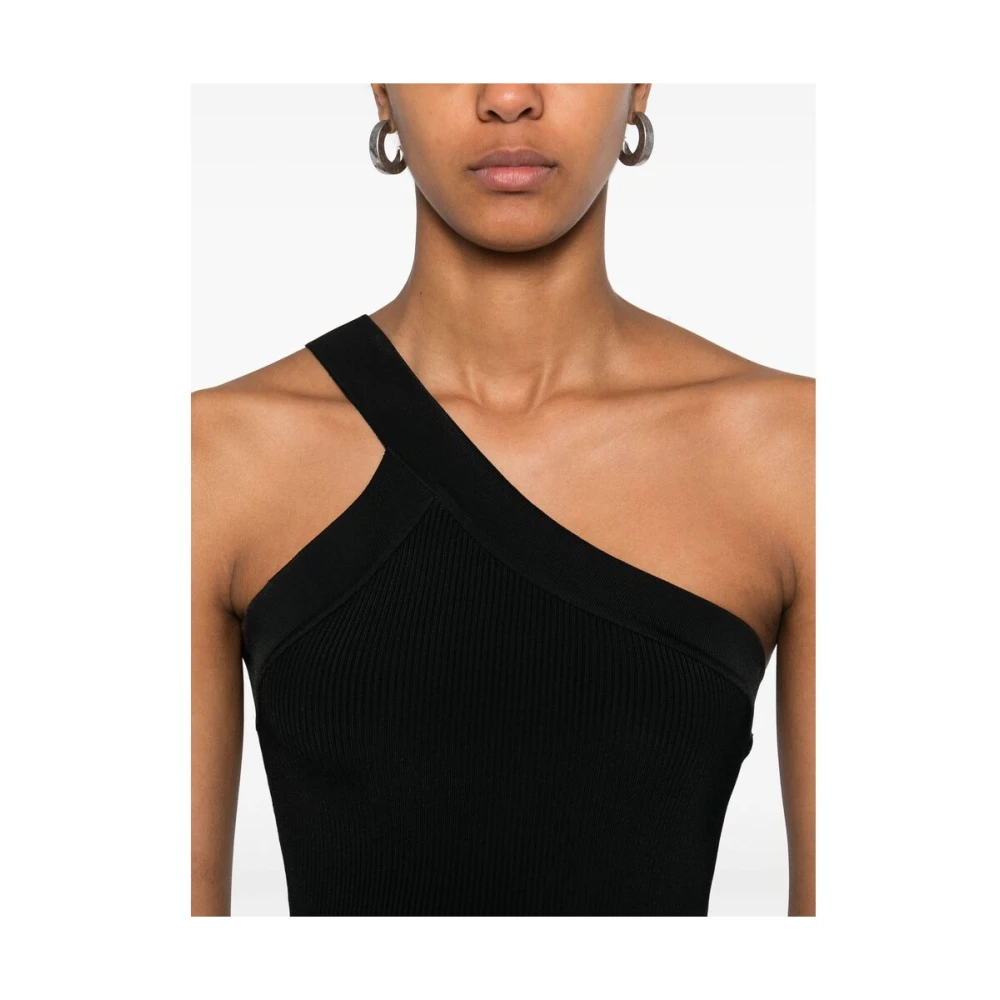 IRO Zwarte Asymmetrische One-Shoulder Top Black Dames