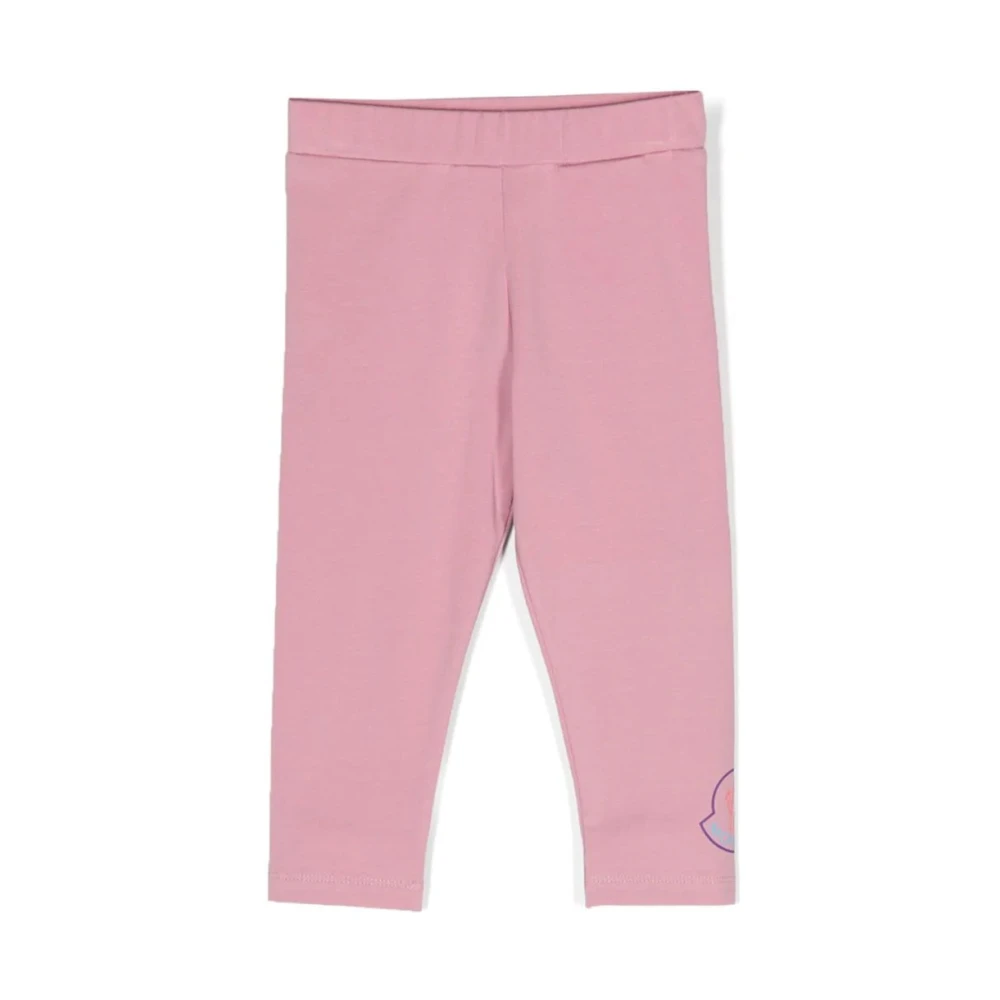Moncler Girls Pink Leggings, 18 M, Logo Leggings