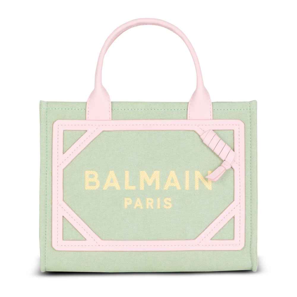 Balmain Totes B-Army Small Shopper Bag Canvas Green Pink Yel in meerkleurig