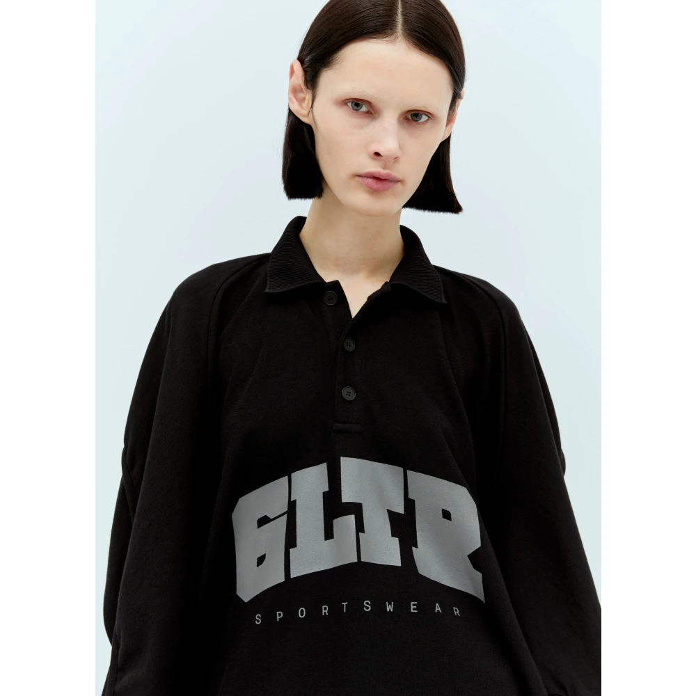 Jean Paul Gaultier Logo Print Polo T-Shirt Jersey Black Dames