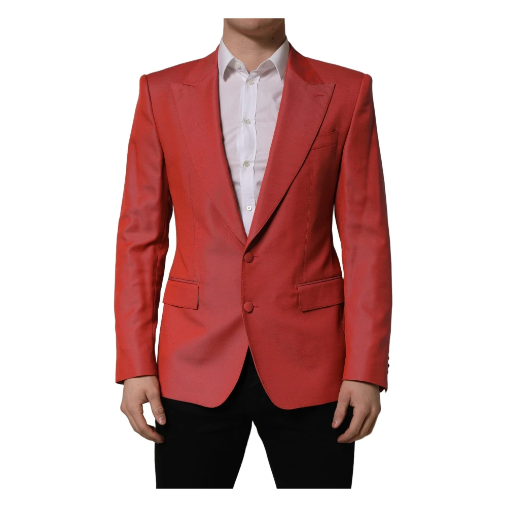 Dolce & Gabbana Men's Red Blazers, 4XL, Wool Single Breasted Blazer Jacket