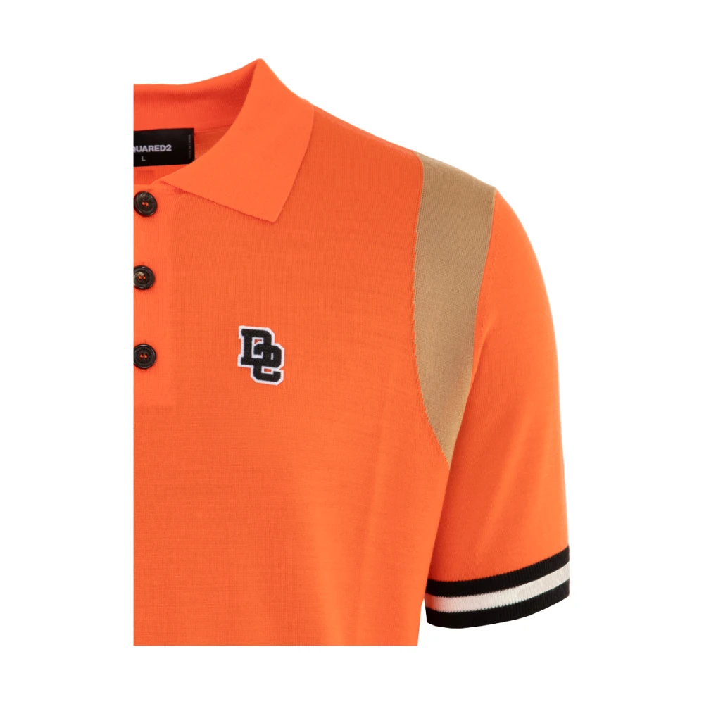 Dsquared2 Heren Intarsia Knit Poloshirt Oranje Orange Heren