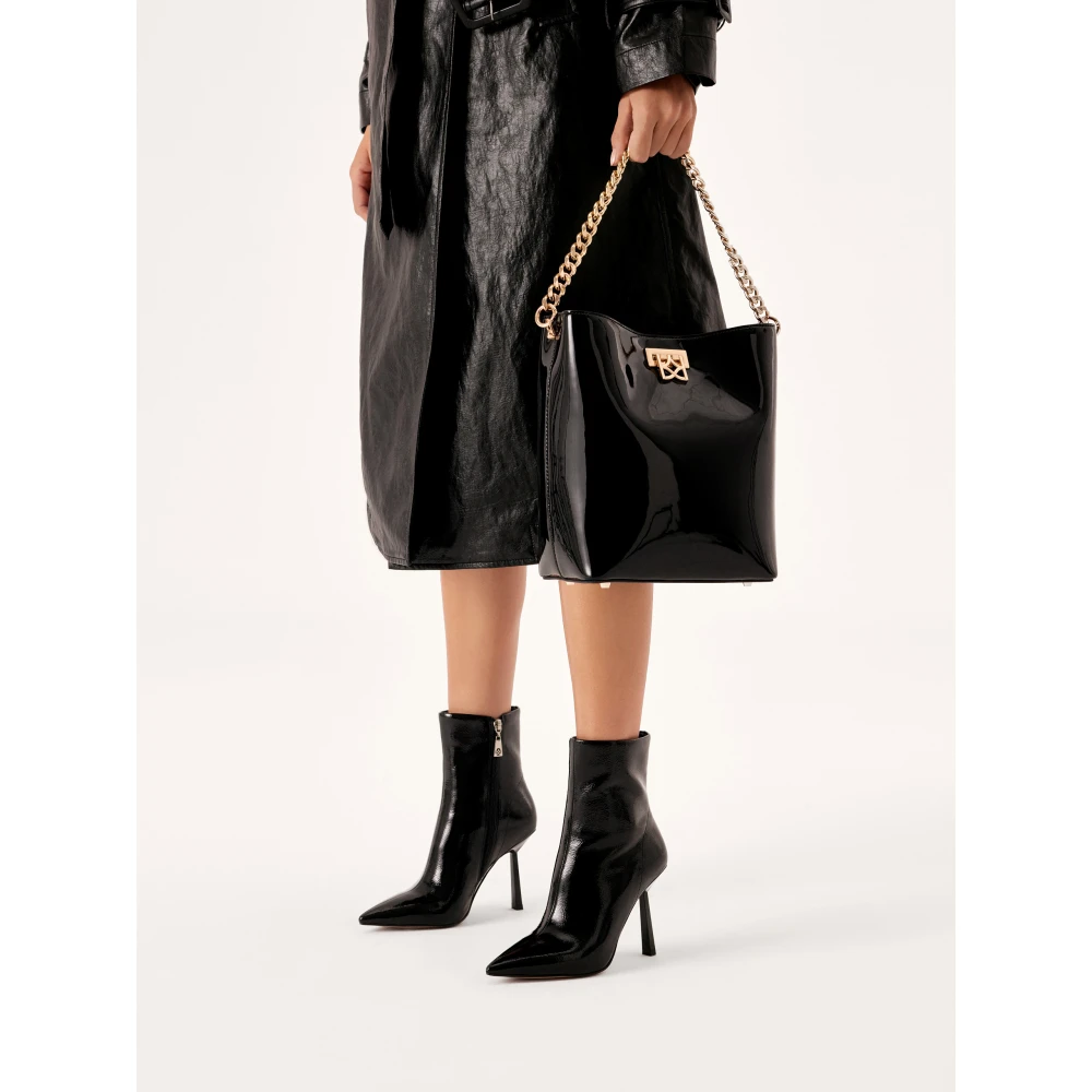 Kazar Gelakte handtas met ketting en scharnierende sluiting Black Dames