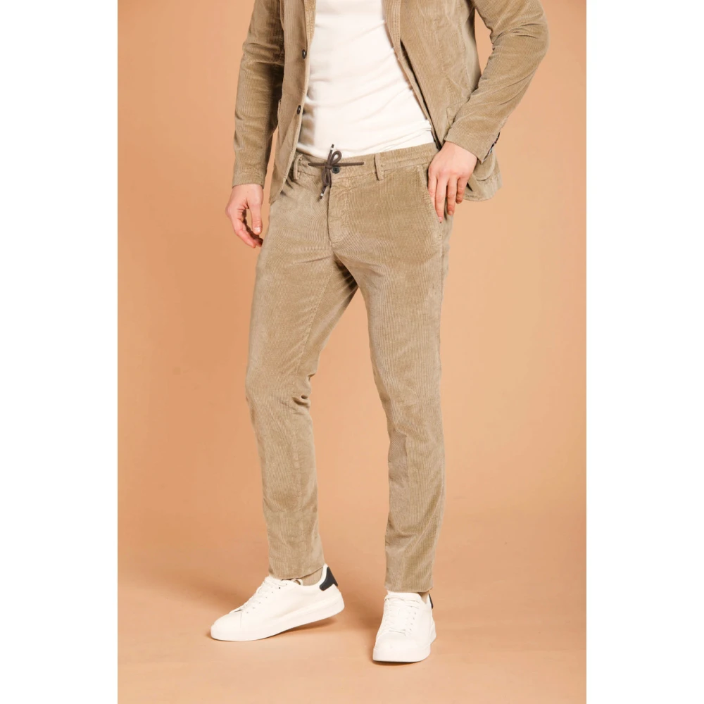 Mason's Velvet 500 Stripes Extra Slim Chino's Beige Heren