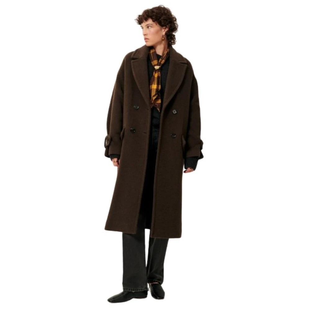 Sessun Women's Brown Double-Breasted Coats, S, Mia Long Coat