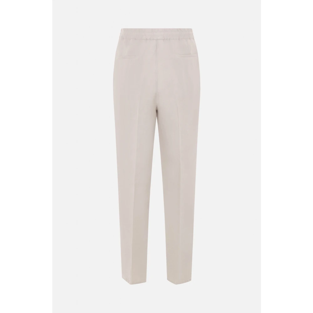 BRUNELLO CUCINELLI Beige Linnen Gabardine Elastische Taille Broek Pink Heren