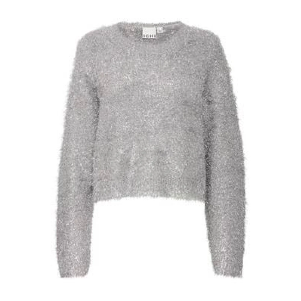 Ichi Gebreide Zilveren Trui Gray Dames